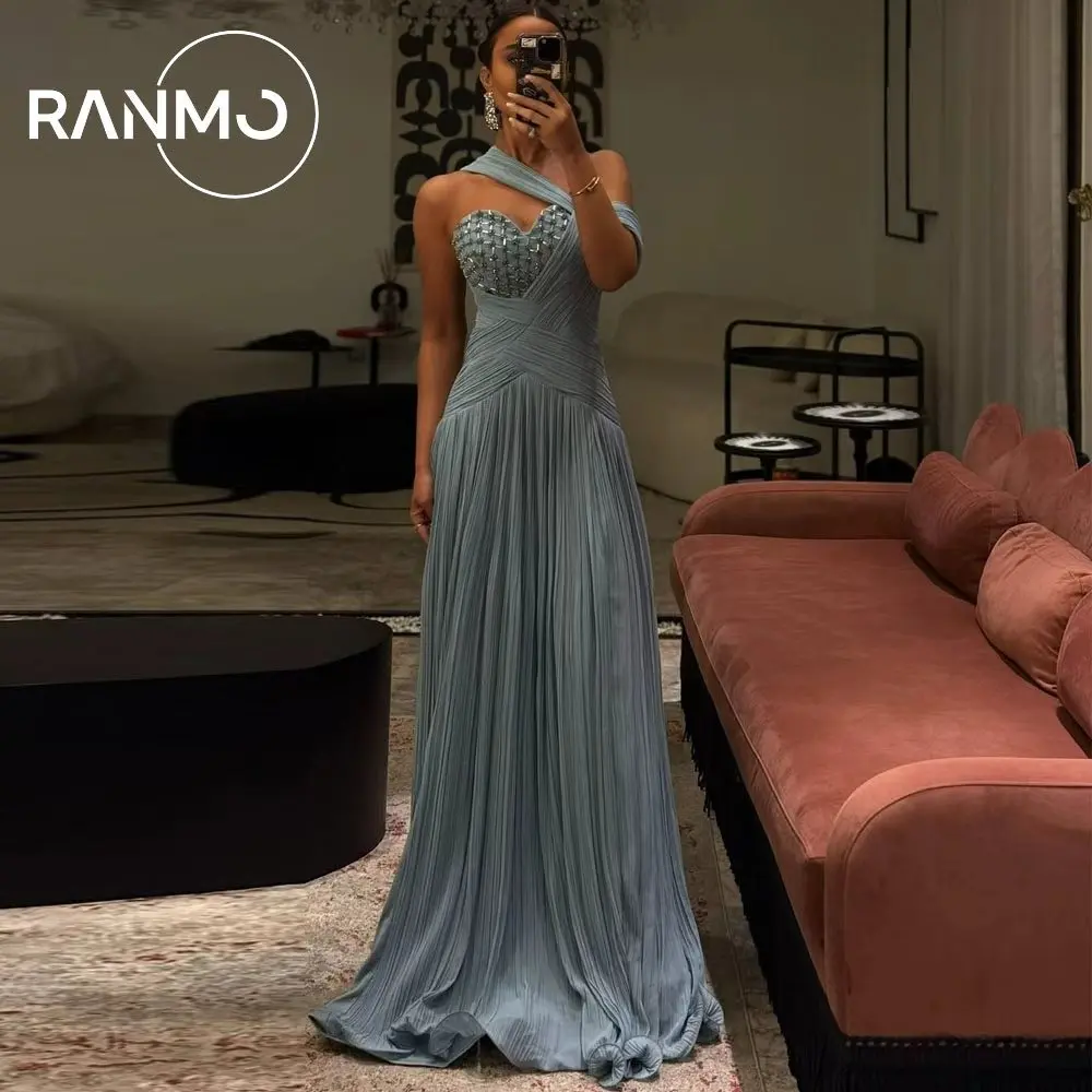 Ranmo Customized 2026 Fashion Chiffon Sequined Evening Party Dress A-line One-shoulder Bespoke Occasion High Quality New Dress