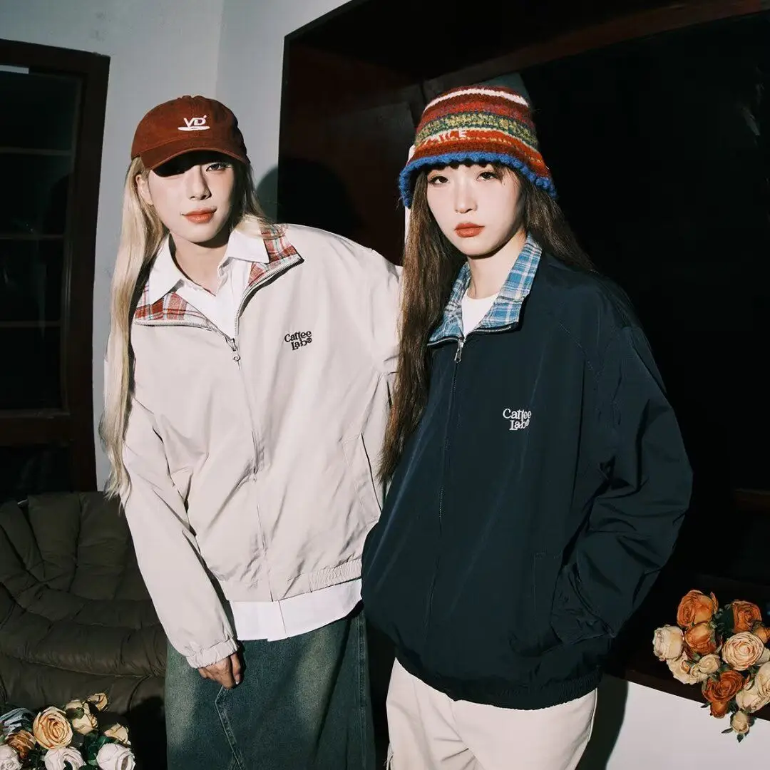 

Американский уличный дизайн, повседневная куртка с воротником для мужчин и женщин, свободная одежда в стиле ретро, универсальная трендовая верхняя одежда из полиэфирного волокна