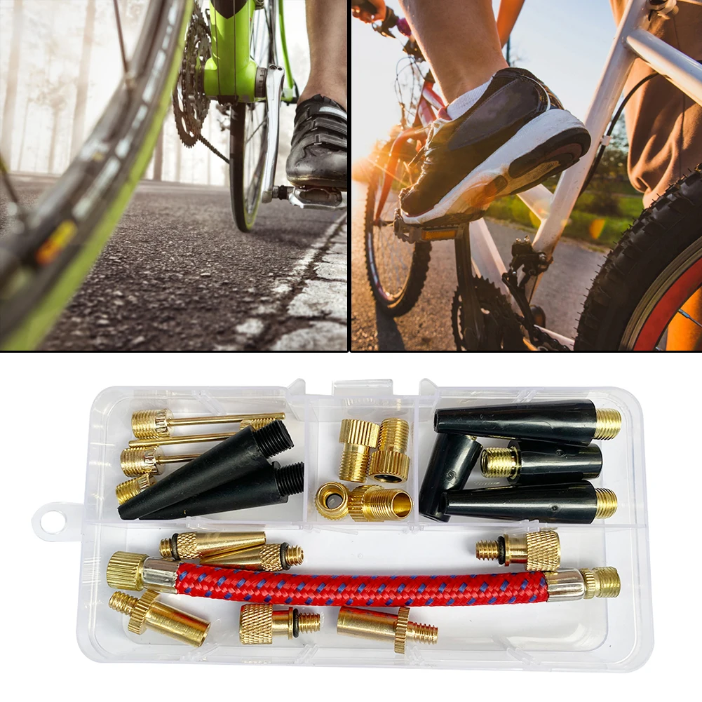 21pcs Bicycle Tyre Pump Adapter Set Kit Bicycle Tire Inflatable Tube Air Hose Adapter Kits Anti-resistance Bicycle Repair Tools