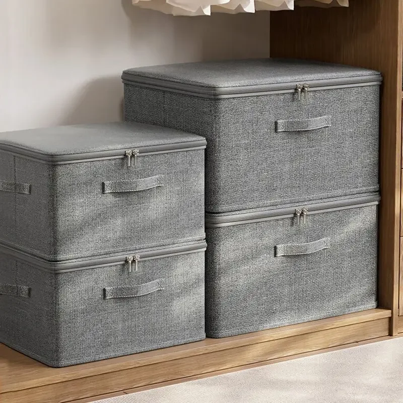 กล่องเก็บของพับได้ขนาดใหญ่สำหรับเสื้อผ้าเครื่องสำอาง 30x20x4 ซม. ฝาปิดนุ่ม กล่องจัดระเบียบสำหรับใช้ในบ้าน