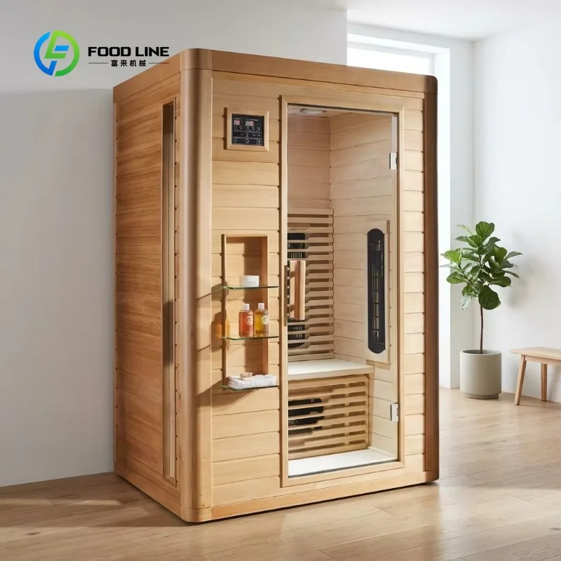 Customized Far Infrared Sauna Room 1-2 Person Hemlock Solid Wood Indoor Full Spectrum Carbon Heating Low EMF Indoor Dry Sauna