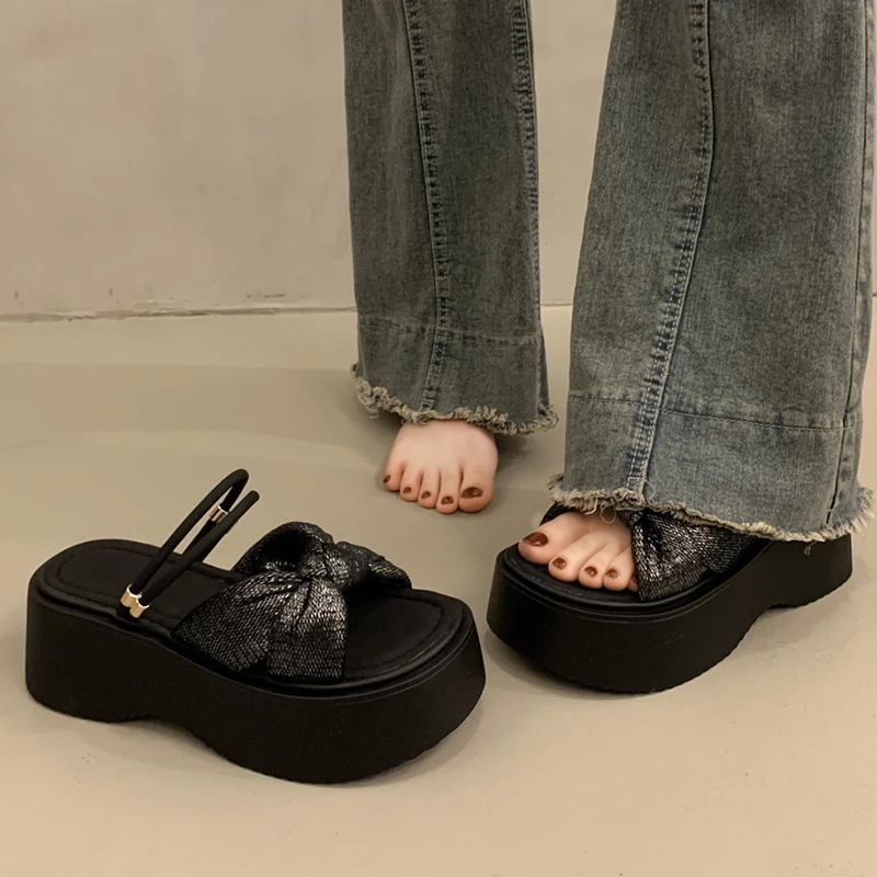 女性の靴スリッパ女性夏ウェッジ高級スライドプラットフォーム-2025-デザイナースキャンダルファッション女性の靴スリッパカジュアル