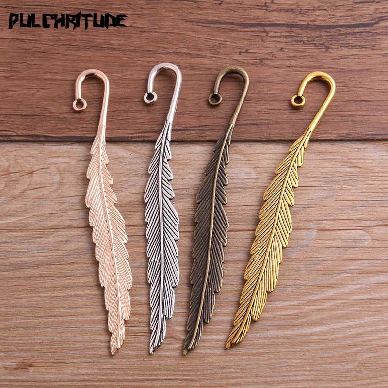 2pcs Big Size 14*116mm New Fashion Classics Wholesales Feather Shape Four Color Lead Free Metal Alloy Bookmark