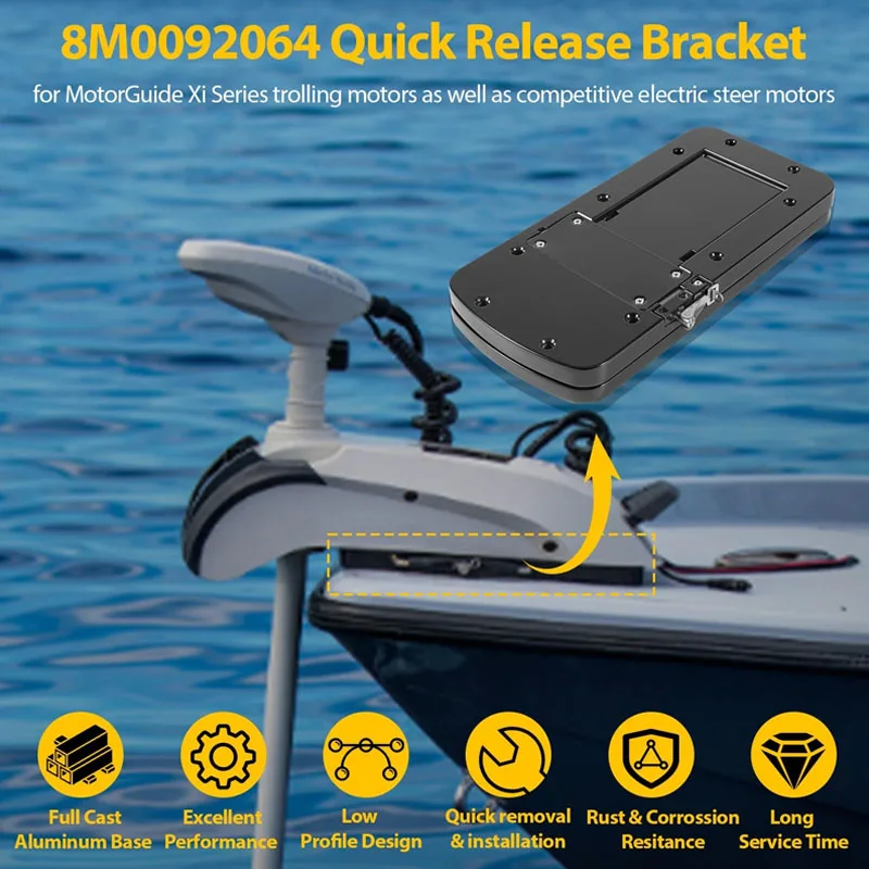 8M0092064 Xi Series Quick Release Mounting Bracket Kit for MotorGuide Xi3 Xi5 Trolling Motors, Black