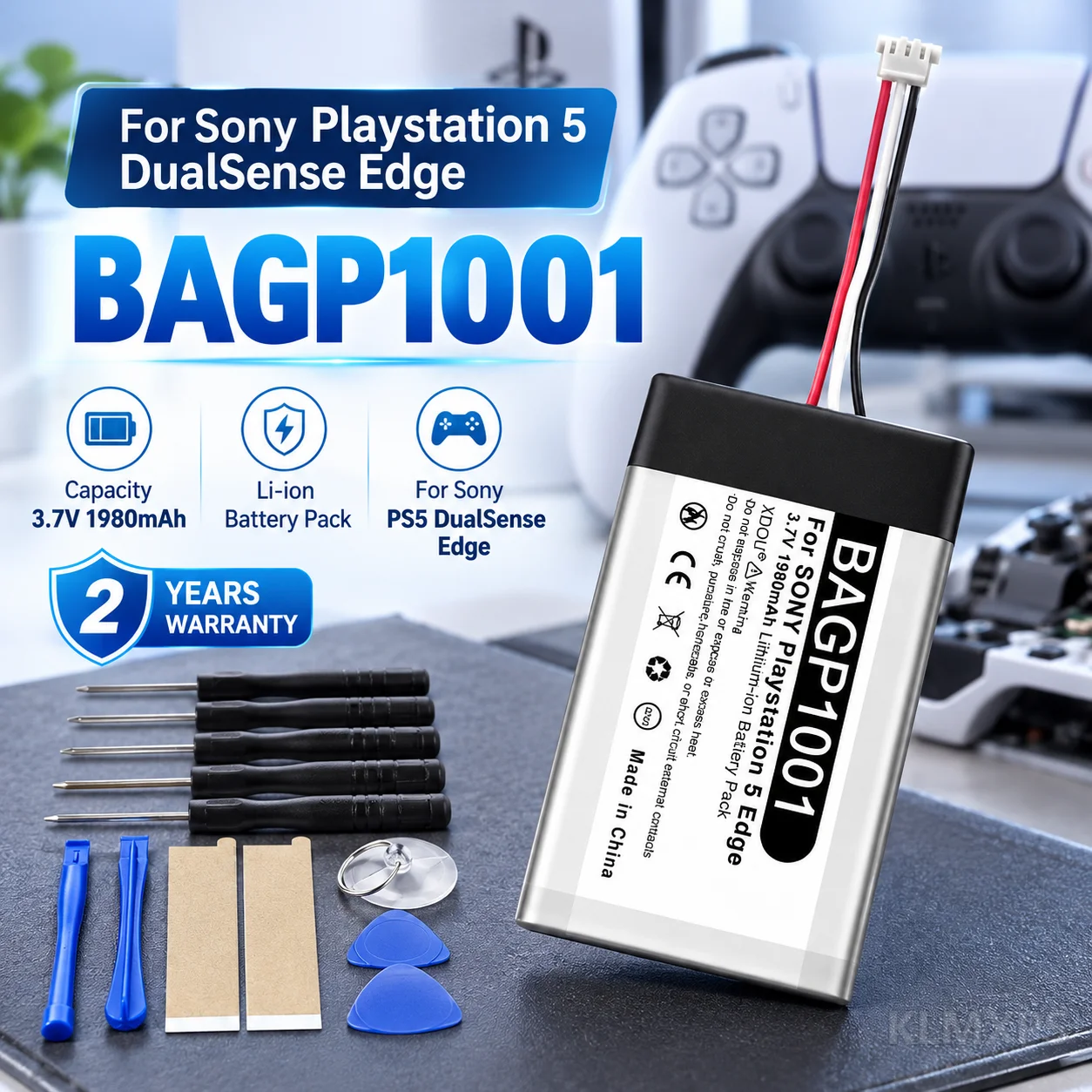 Replacement Battery BAGP1001 1900mAh For Sony PS5 DualSense Edge Controller, PlayStation 5 Edge Gamepad Replacement Battery