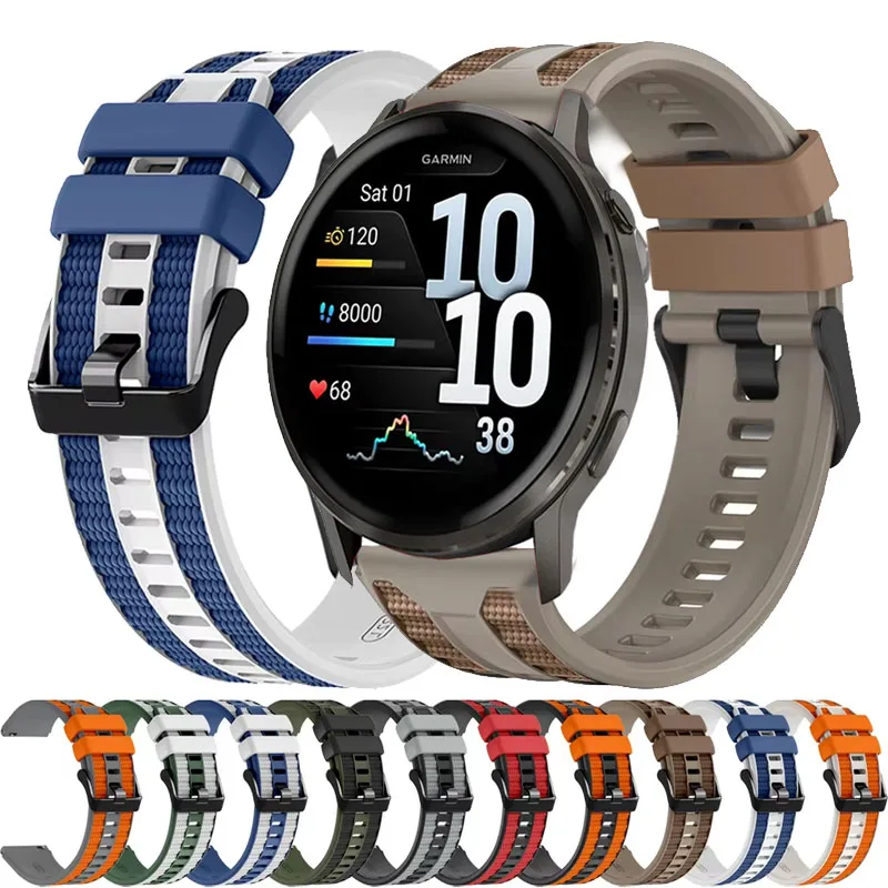 22mm Zweifarbiges Silikonarmband für Garmin Forerunner 970 570 47mm 965 745 245 645 255 265Music Armband für Garmin Venu 4 3 2 45mm