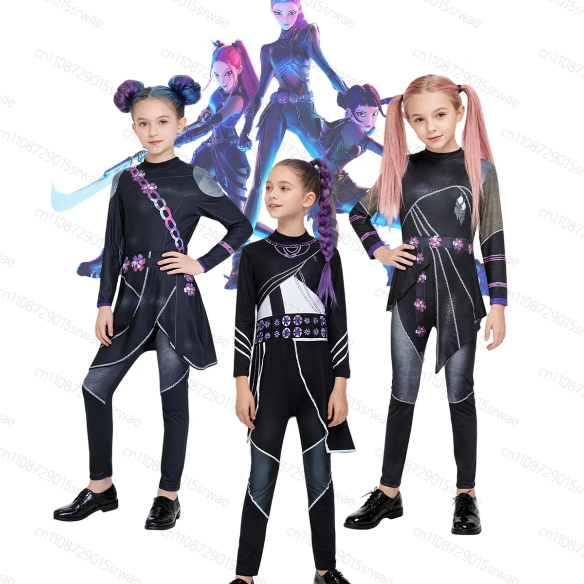 

2025 New Kids Kpop Demons Hunters Milk silk jumpsuit Suit Cosplay Costume Rumi Zoey Mira Cosplay Costume Halloween Carnival Suit