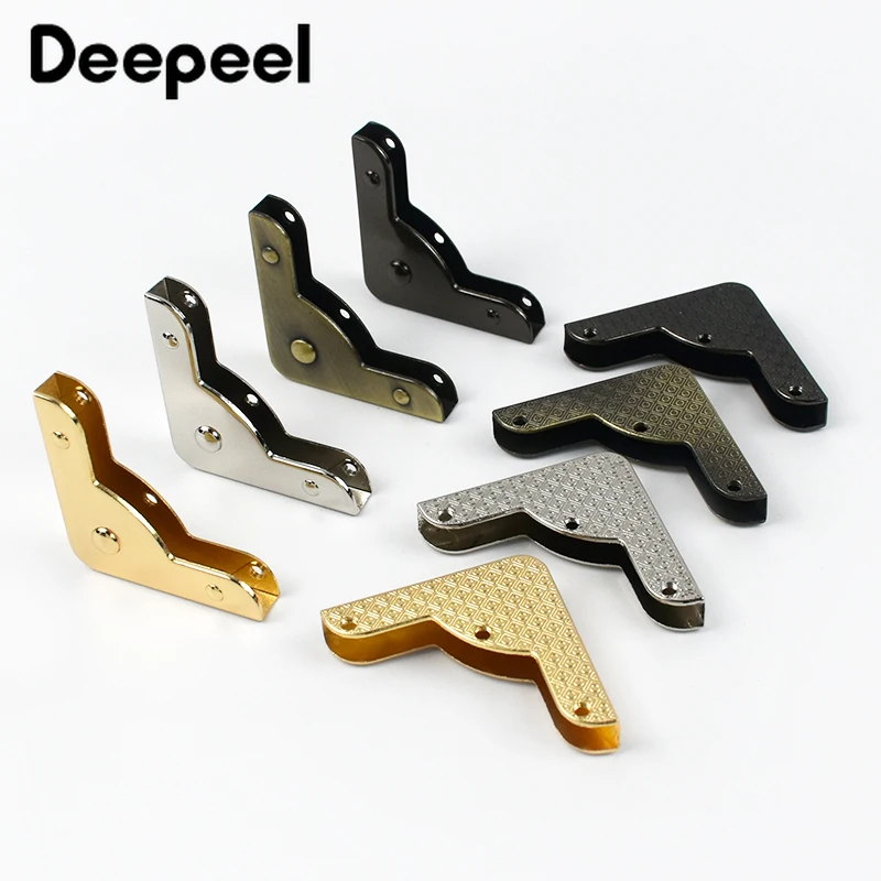 4/10Pcs Deepeel 40mm Metal Bag Corner Protector Buckles Edge Wrapping Screw Clip Buckle Handbag Decor Clasp DIY Bags Accessories