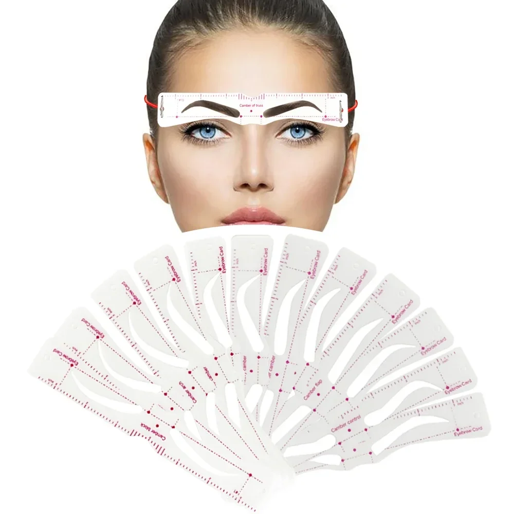 12 stks/set Herbruikbare Wenkbrauwstencil Set Eye Brow DIY Tekening Gids Styling Vormgeven Grooming Template Card Gemakkelijk Make-up