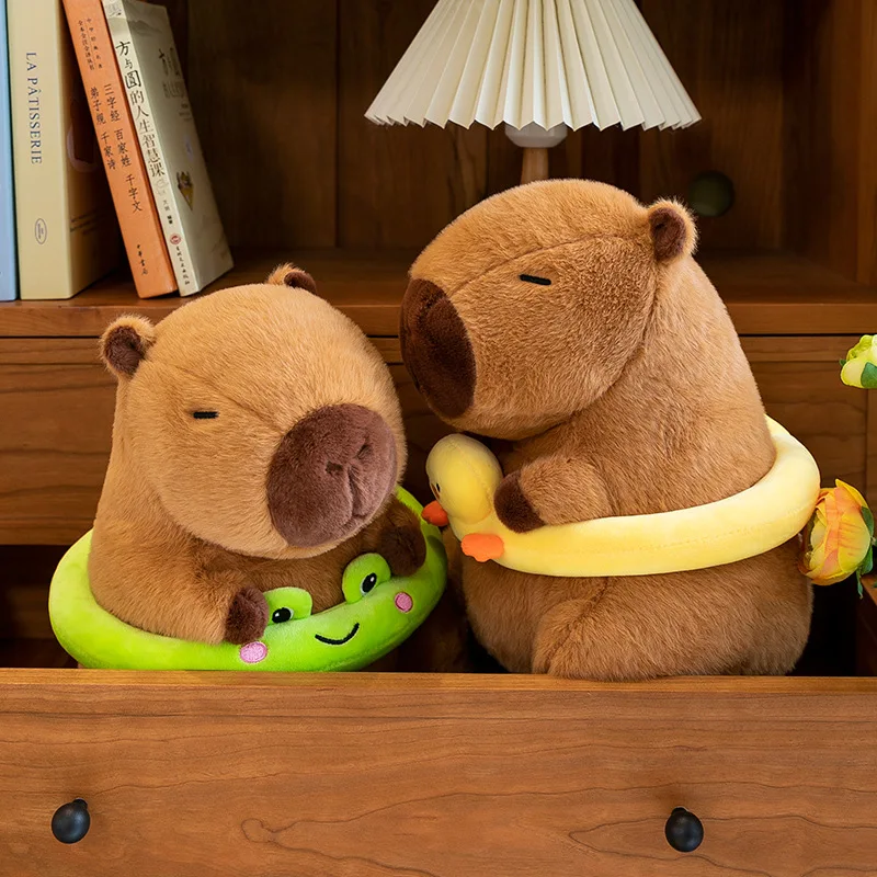 Kawaii Knuffel Schattige Gele Eend Eenhoorn Kikker Opblaasbare Ring Capybara Knuffeldier Kinderen Verjaardag Kerstcadeau Knuffelkussen Pal