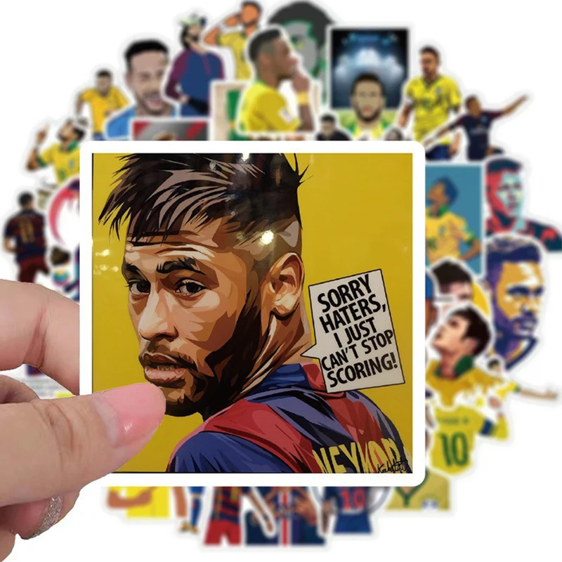 Pegatinas de estrellas de fútbol, 50 piezas, con personalidad, Graffiti, Neymar, carcasa para teléfono, bolsa para taza de agua, colección de fanáticos, pegatina impermeable