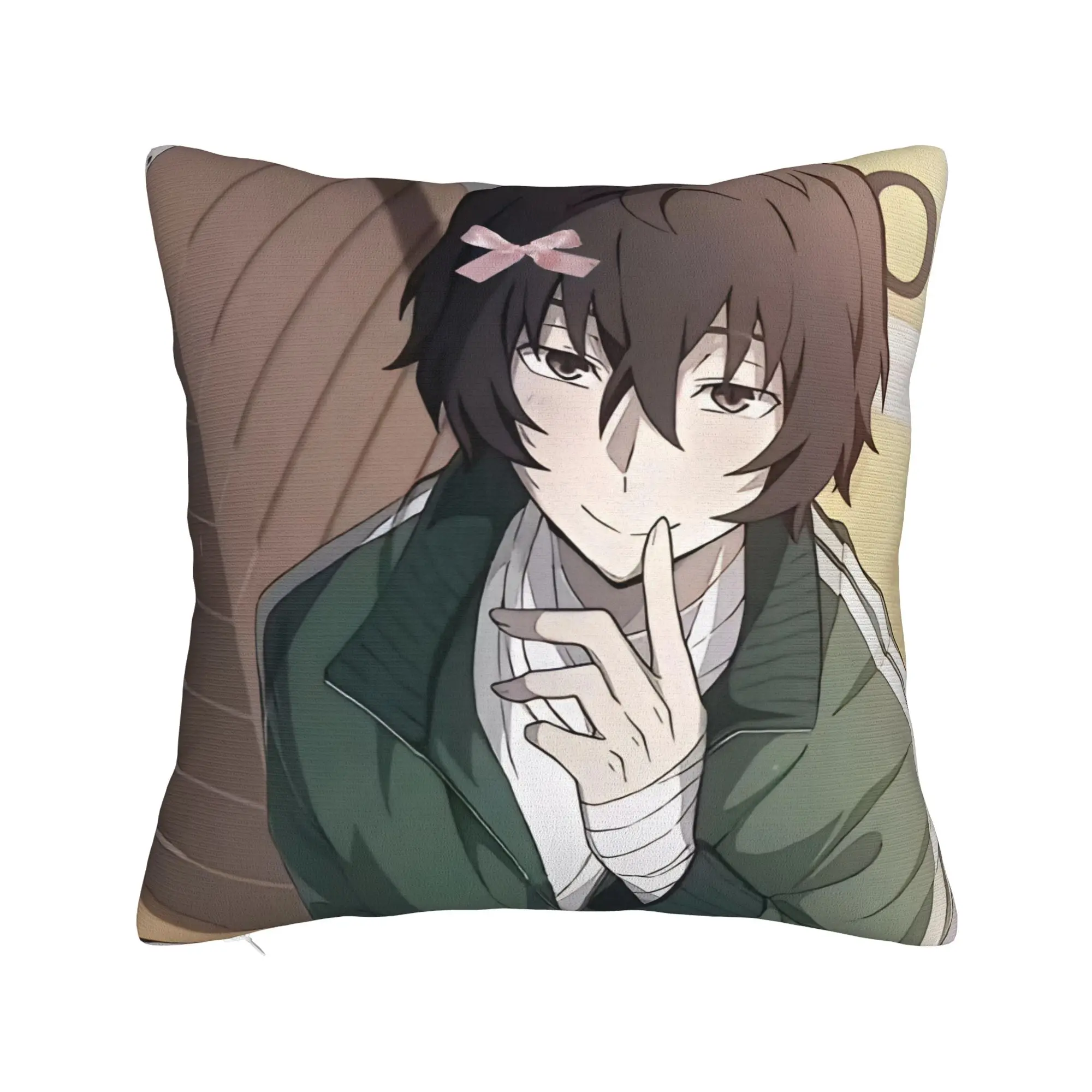 Dazai Bungo Stray Dogs Pillowcase Printing Polyester Cushion Cover Decoration  Throw Pillow Case Cover Home Zippered 18''