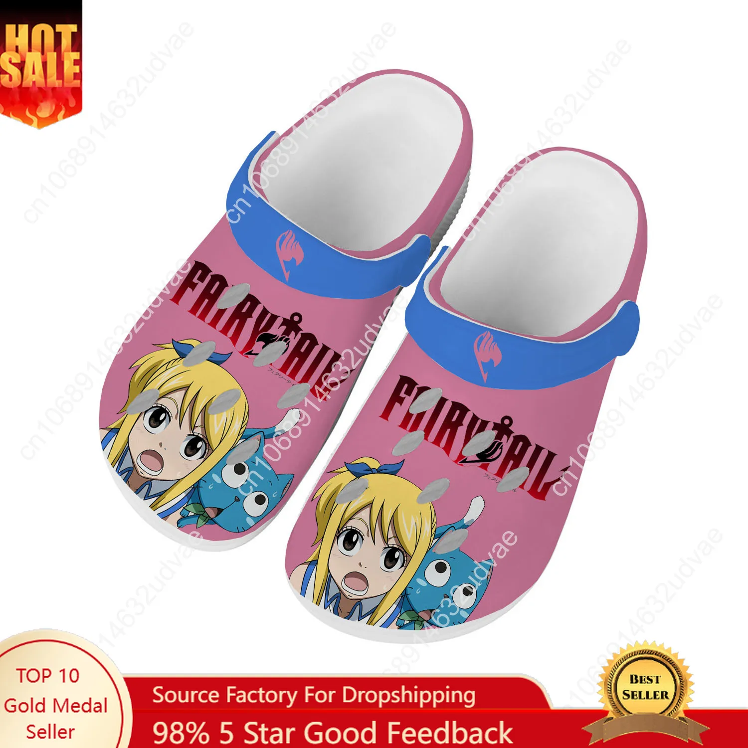 

Lucy Heartfilia Water Shoes Men Women Teenager High Quality Home Garden Clogs Custom Sandals Beach Breathable Hole Slippers