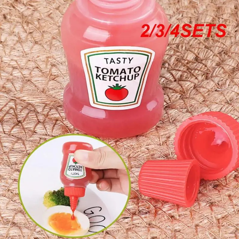 2/3/4SETS Salad Dressing Container Transparent Spices Bottle Kitchen Gadgets Squeeze Bottle Small Mini Ketchup Bottle With Lid