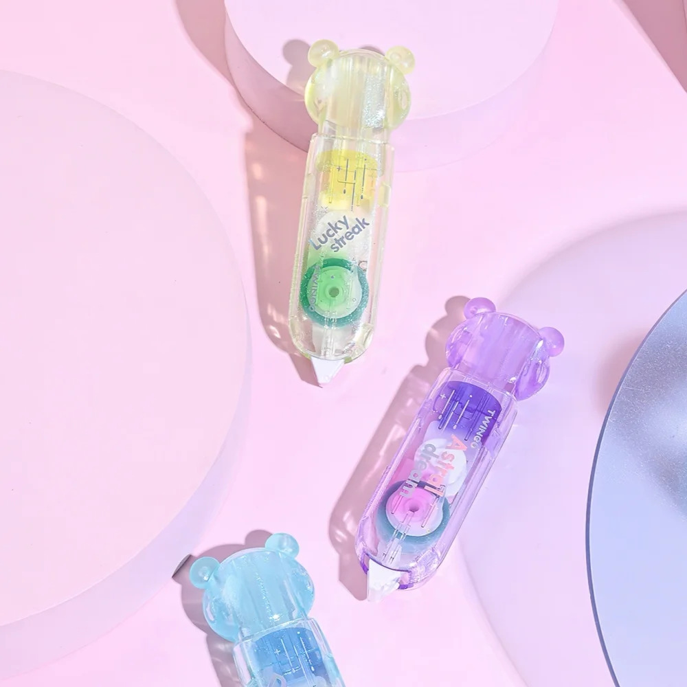 1/4pcs Mini Portable Soul Color Press Type Glue Tape Transparent Gradient Design 5mm*6m Pen Shape for DIY A3253