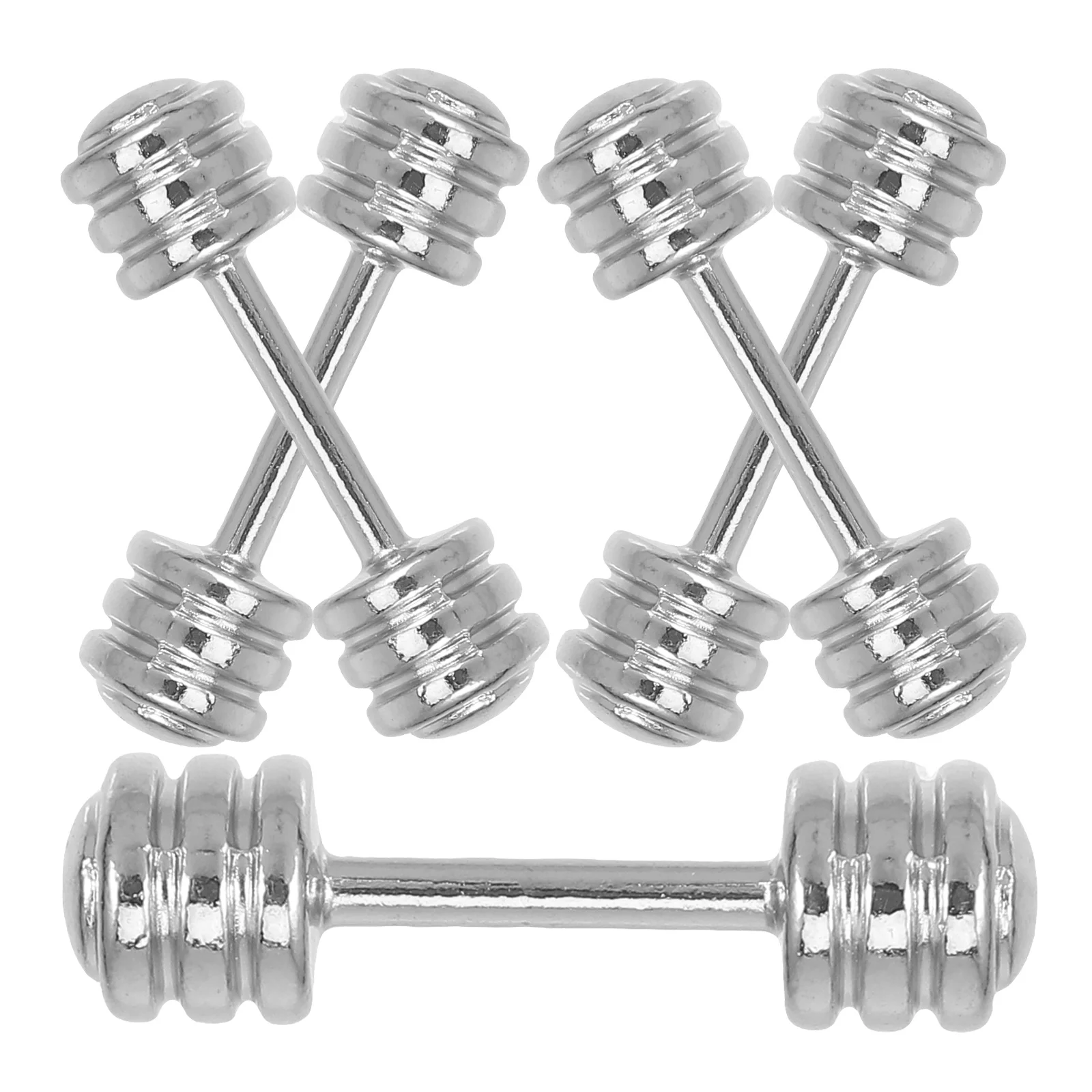 5 Pcs Dumbbell Exercise Model Dumbbells Mini Barbell Miniature Silver Gym Room Supplies