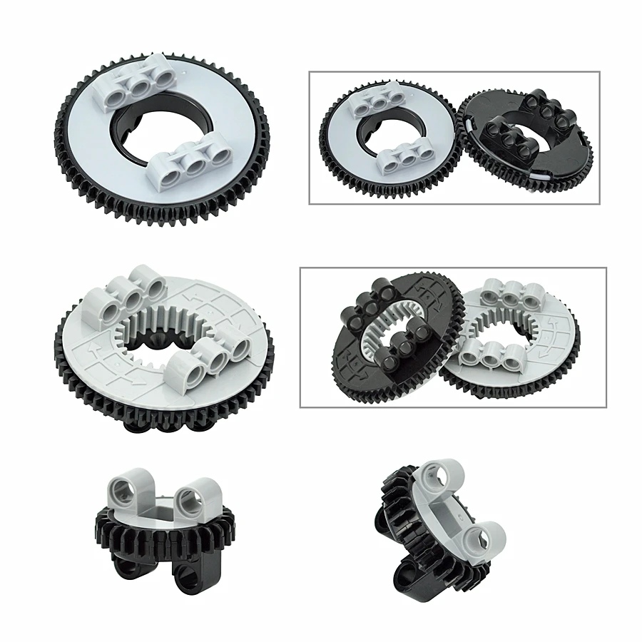 4Pcs Building Blocks Gears Technical Turntable Parts Rotating Platform MOC Compatible With 18938 18939 48452 50163 Kids Toys