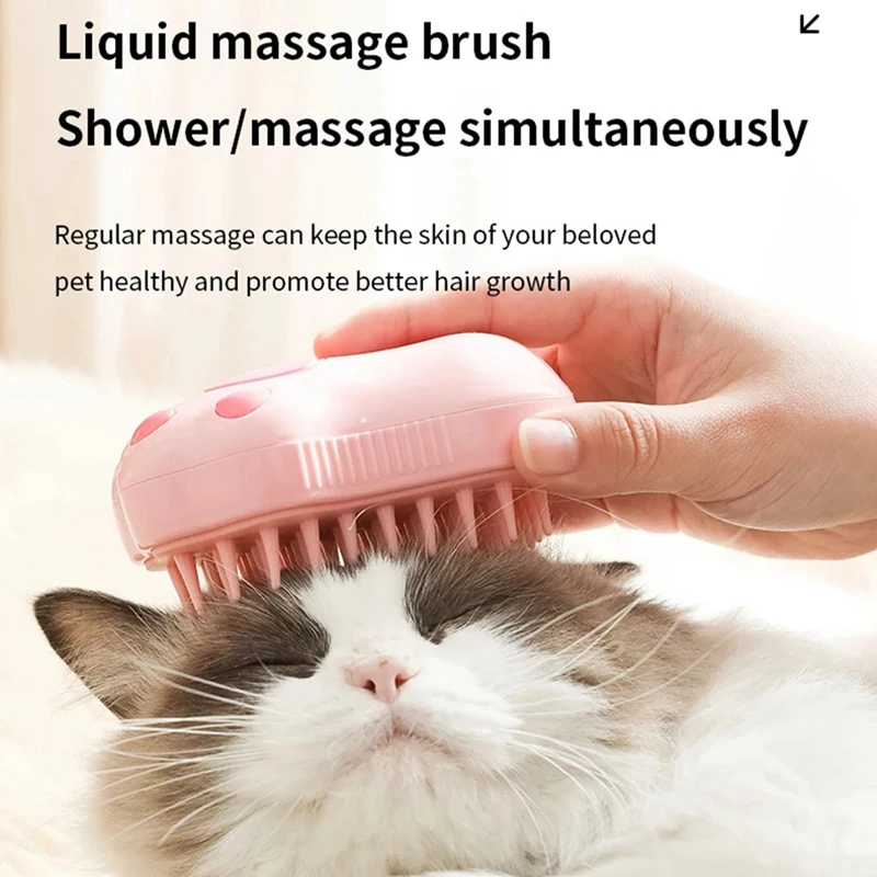 1 Piece Cat Steamy Brush Dog Massage Comb Built-In Electric Water Spray ABS+TPR Pink