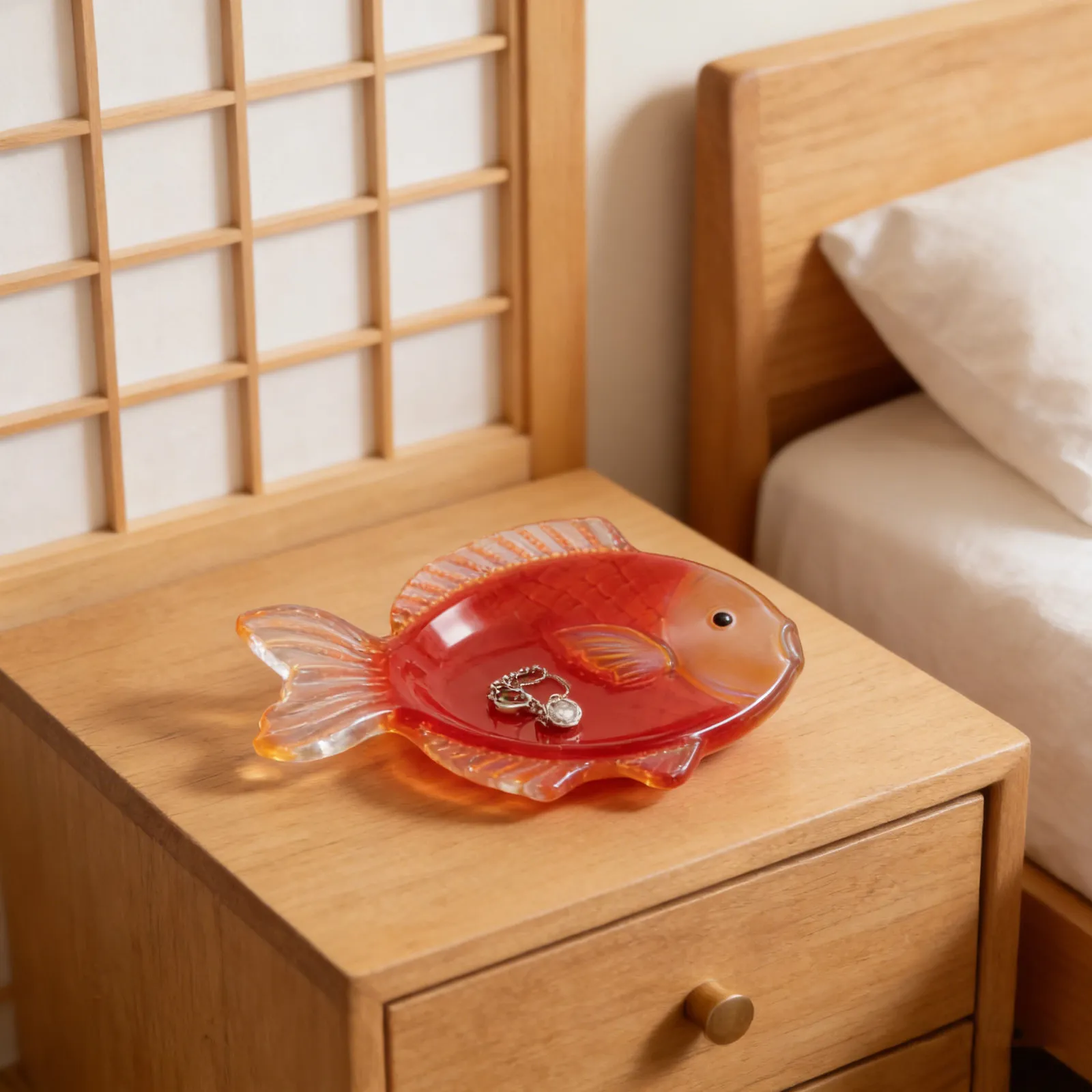 Plato de cerámica con forma de pez para guardar joyas, soporte de cerámica para joyas, bandeja decorativa para guardar objetos pequeños, organizador para el tocador del baño, espacio para guardar anillos y pendientes.