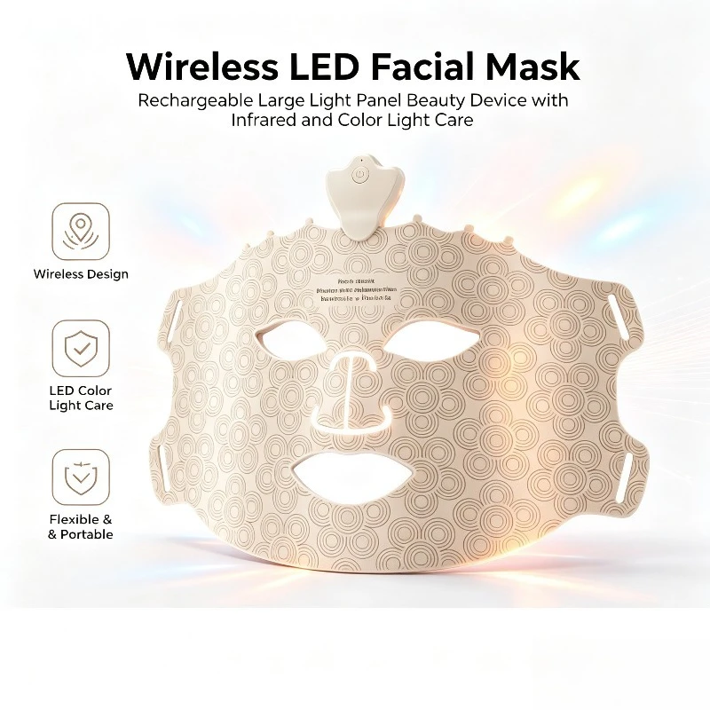 Wireless Rechargeable LED Facial Beauty Mask Infrared Color Light Home Skin Care Face Instrument