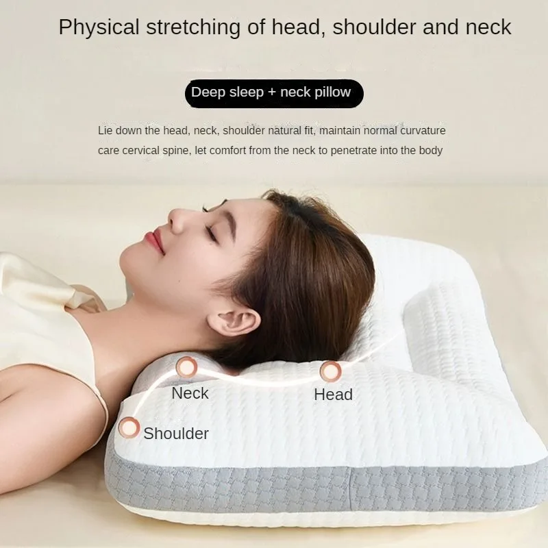 New Cylindrical Memory Cotton Orthopedic Cervical Pillow to Sleep for Adults With Slow and Deep Support Rebound Traction Neck