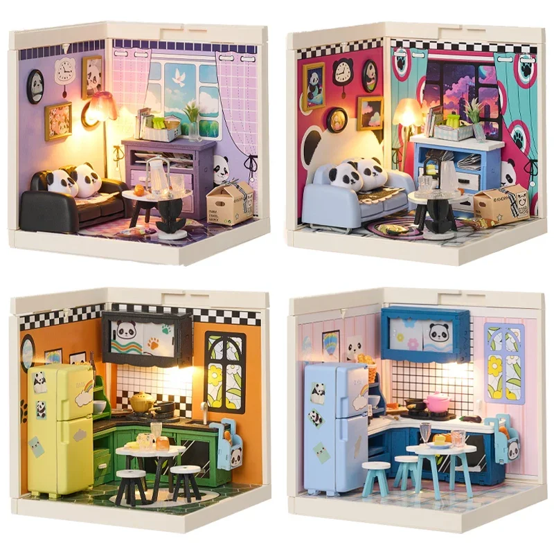 Animation Kawaii Micro World Dream Town Magnetischer Baustein Montagespielzeug Diy Hütte Handgemachtes kleines Haus Modell Geburtstagsgeschenk