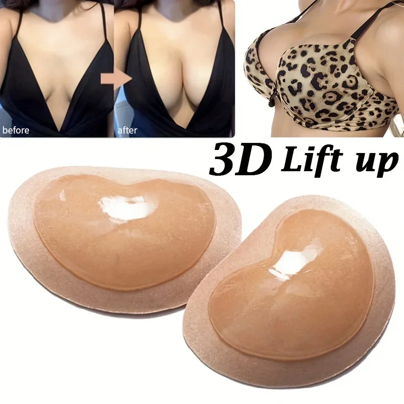 Womens Push Up Bra Inserts Seamless Magic Sponge Pads for Instant Breast Lift Reusable Water-Resistant Silicone Nipple Covers