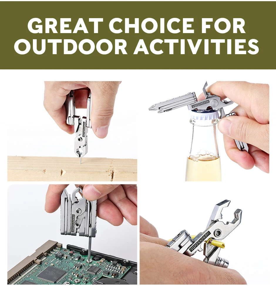 SWISS TECH 19-in-1 Mini-Klappzange, tragbares EDC-Multifunktionswerkzeug, Taschenschraubendreher, Fahrrad-Werkzeugsatz, Outdoor-Wanderausrüstung – Detail 6