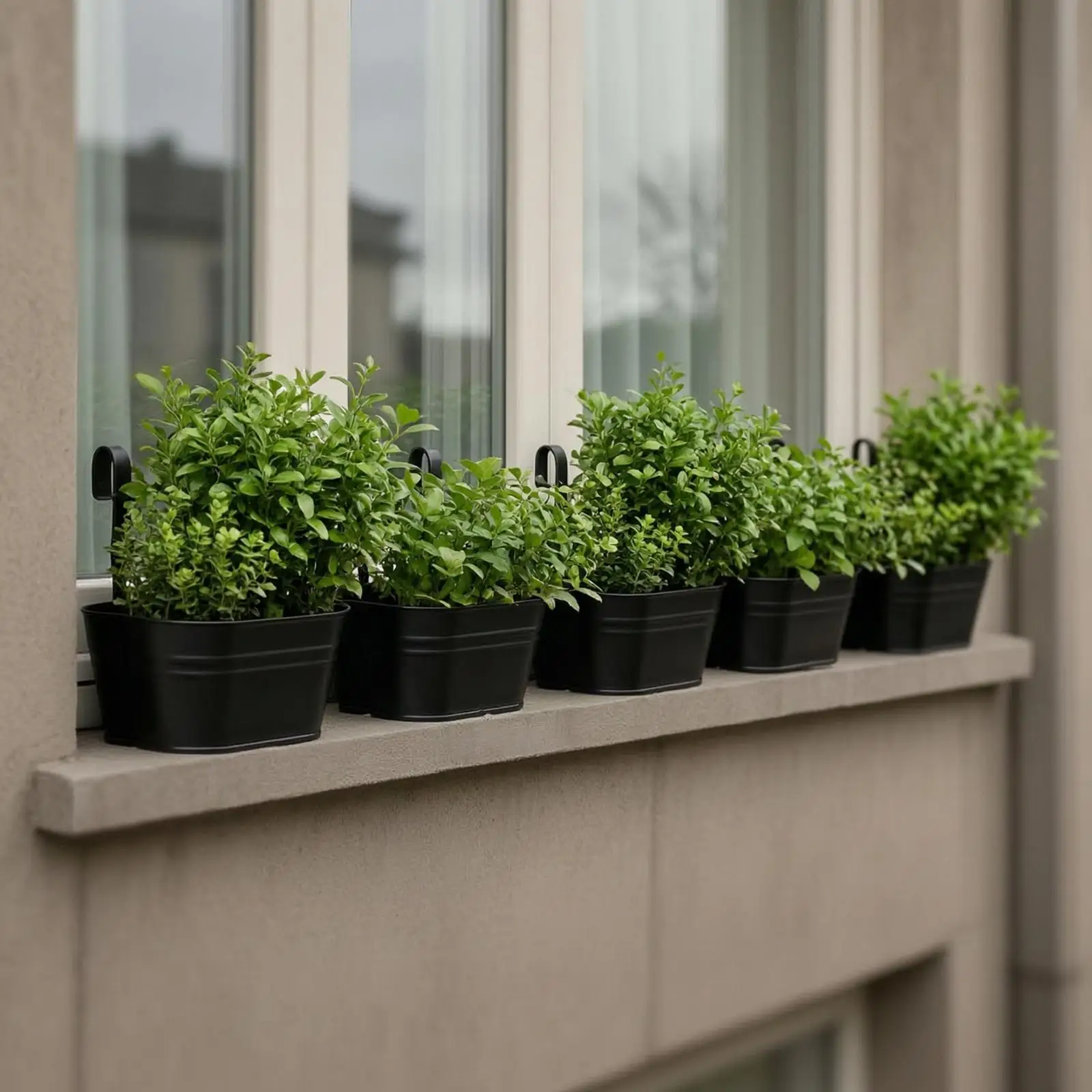 5 Pieces Hanging Planter with Hooks Matte Black Railing Planter Oval Hanging Flower Pot for Apartment Dwellers, Gardeners,