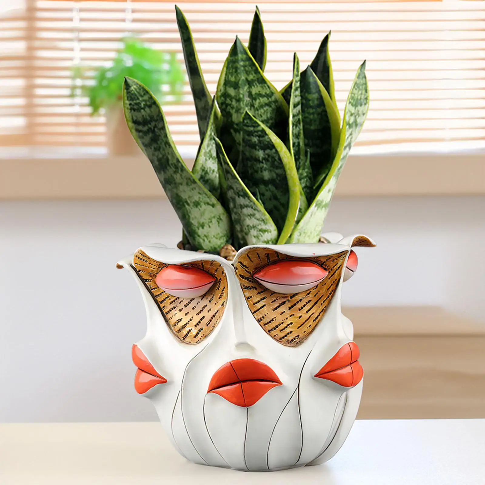 

Head Planter Flower Vase Garden Indoor Outdoor Plants Windowsill Bedroom Home Cactus Shelf Patio Decor Abstract Face Plant Pot