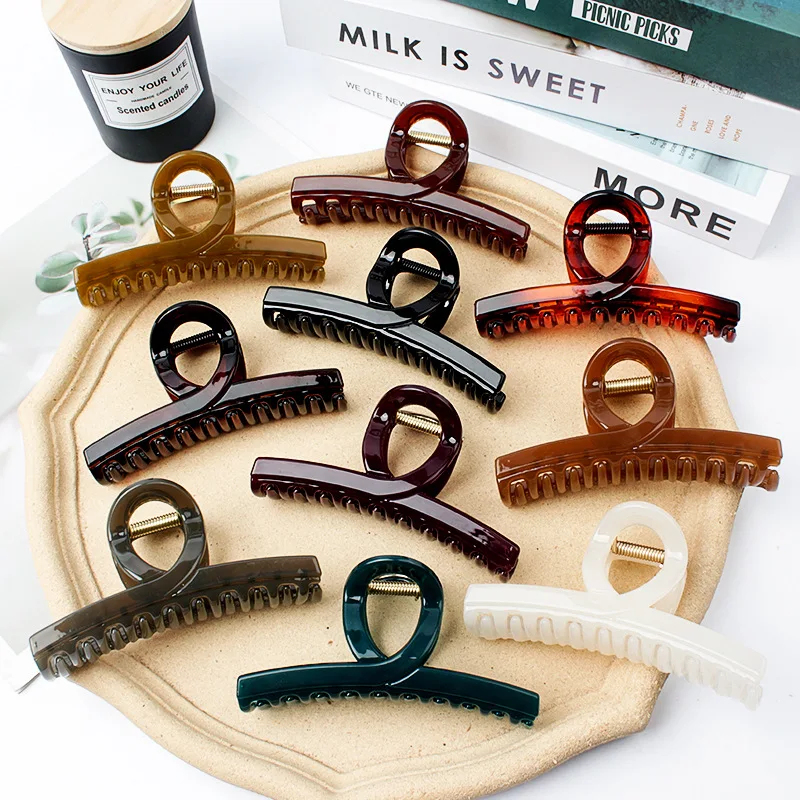 

Обновленная большая заколка для волос 2025, акриловая нескользящая ручка для низкого пучка и шиньона, Jumbo Shark Clip, аксессуар для волос в стиле ретро