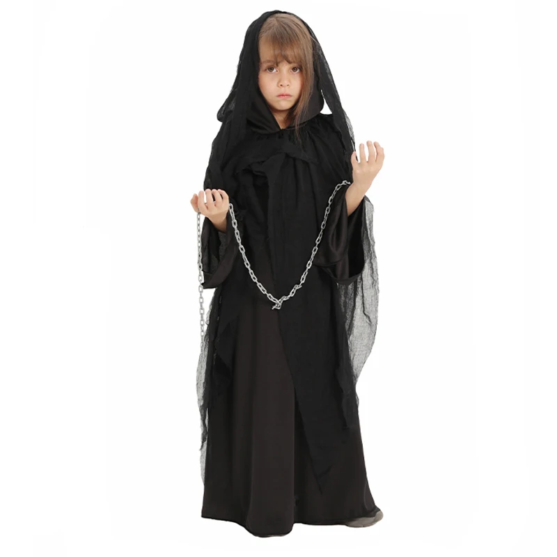 Unissex menina reaper morte alma levar halloween vestir-se assustador purim festa roupa menino alto mal espírito traje para crianças