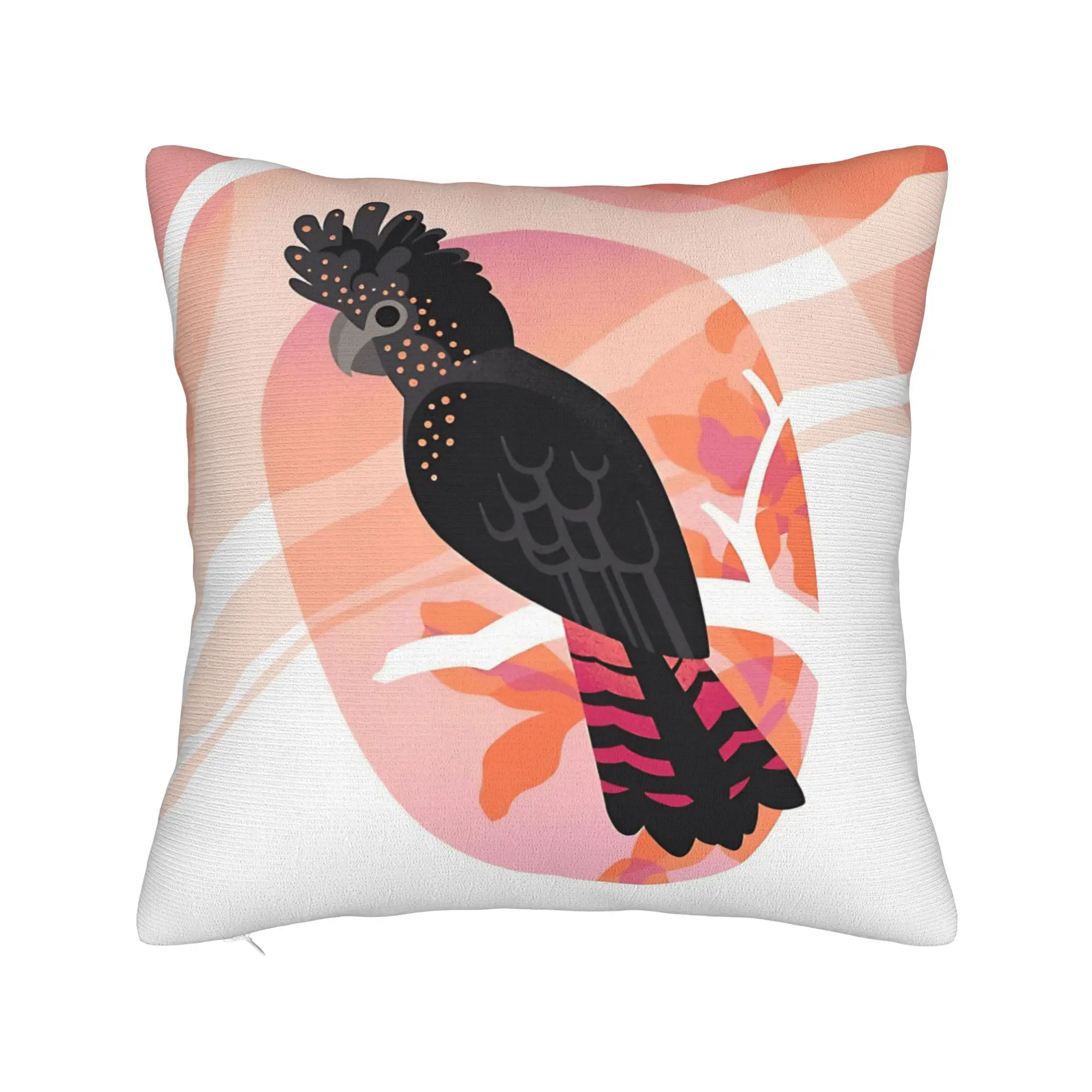 Pillow Case Australian Red-Tailed Black Cockatoo Print  Pillow Cover For Sofa Home Decoration Kawaii Pillowcases