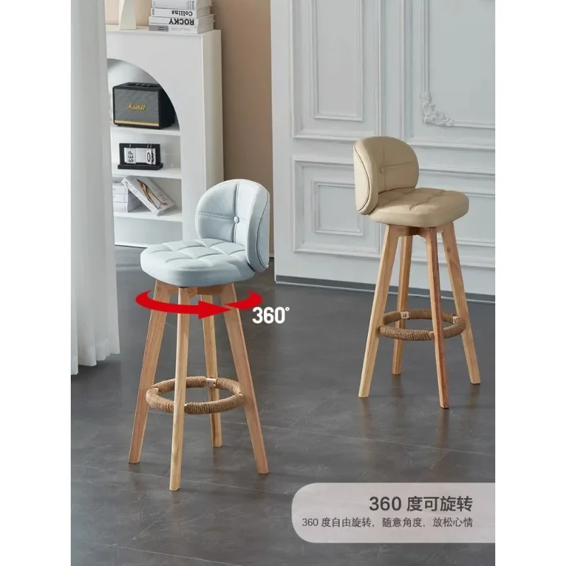 High-footed stool Home bar chair High-footed solid wood bar chair Light luxury simple backrest Rotating bar chair Front desk sto