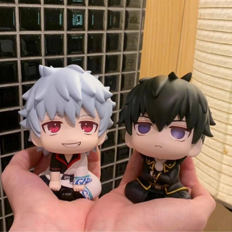 

10cm Anime Cute Gintama Sakata Gintoki Action Figure Look Up Hijikata Toshiro Figure Q Version PVC Collection Ornament Toys Gift