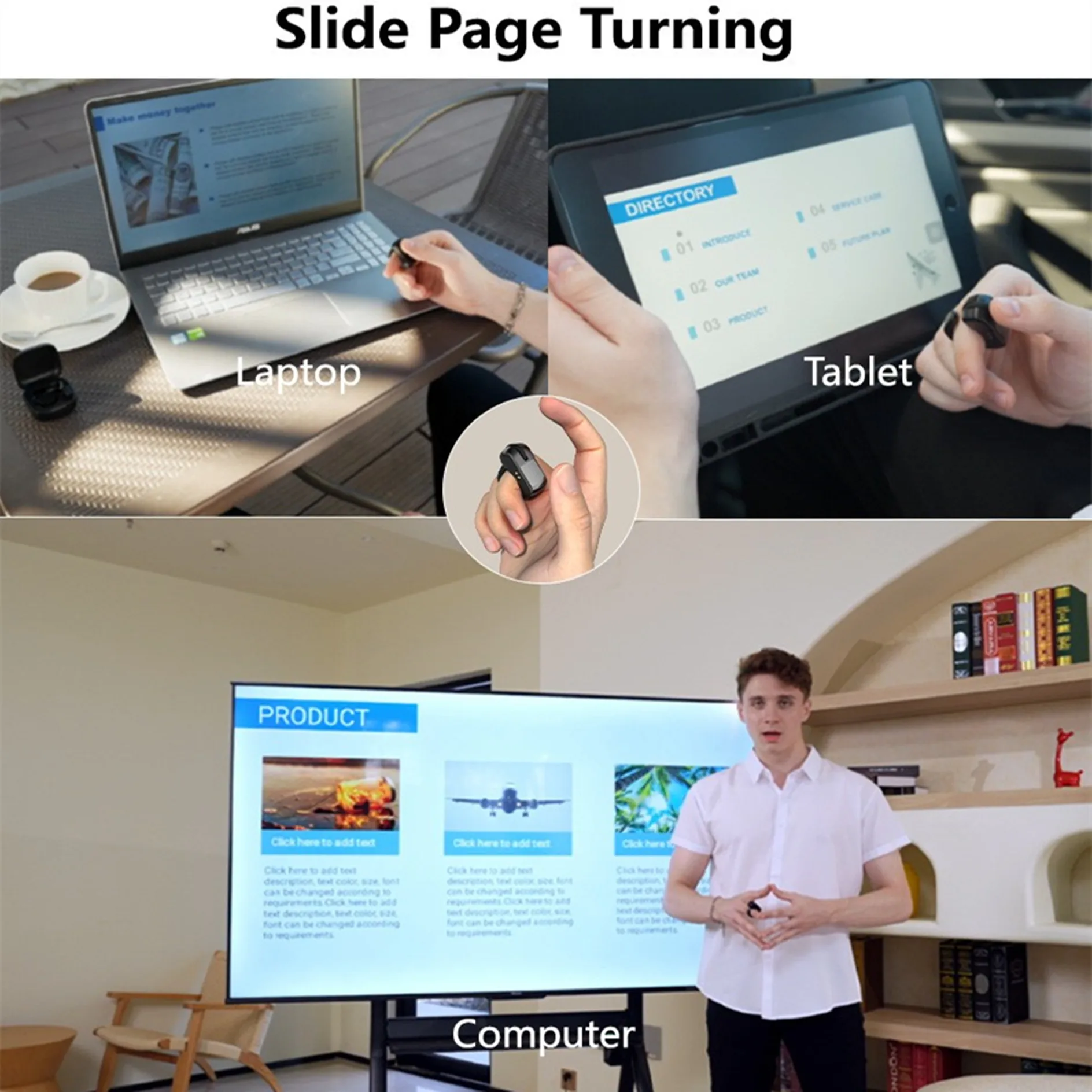 โทรศัพท์มือถือ แท็บเล็ต คอมพิวเตอร์ แล็ปท็อป บลูทูธ 2.4G ริง มินิเมาส์ วิดีโอ คอนโทรลเลอร์ไร้สาย ที่ชาร์จ USB ที่วางเคส รีโมท IOS