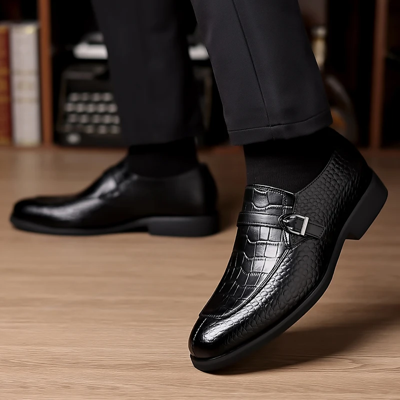 أحذية جلدية كاجوال للرجال عالية الجودة على الطراز الإيطالي الكلاسيكي للأعمال وتاريخ الزفاف أحذية رسمية مريحة ونعل منخفض بدون كعب #5