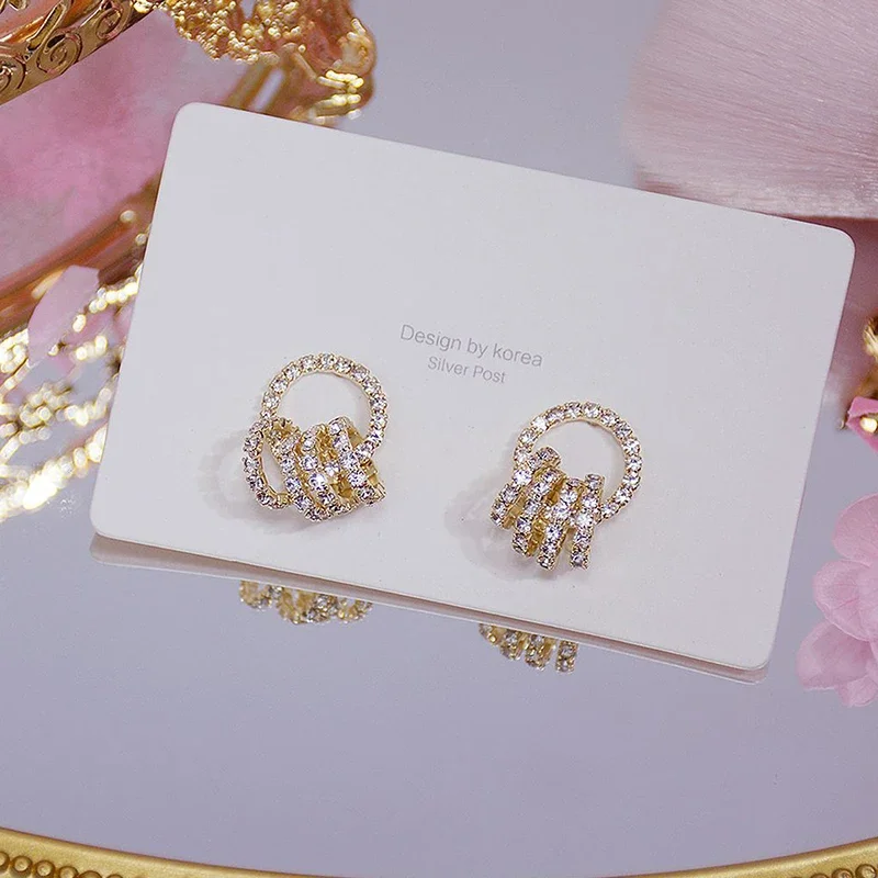 Korea Hot Fashion Jewelry Exquisite AAA Zircon 14K Gold plated Earrings Elegant Simple Round Women\'s Birthday Gift Earring