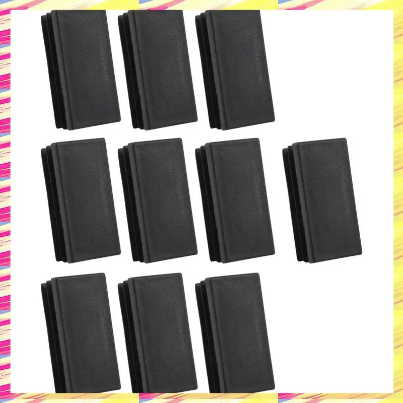 ABJJ Plastic Rectangle Tube Inserts End Blanking Cap 25X50mm 10 Pcs Black