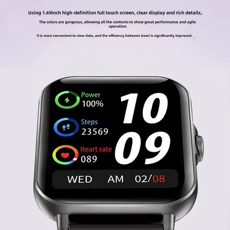 New L21 Smart Watch Bluetooth Call 1.69 Large Screen Sleep Monitor Heart Rate Pressure Oxygen Sports Multiple Modes