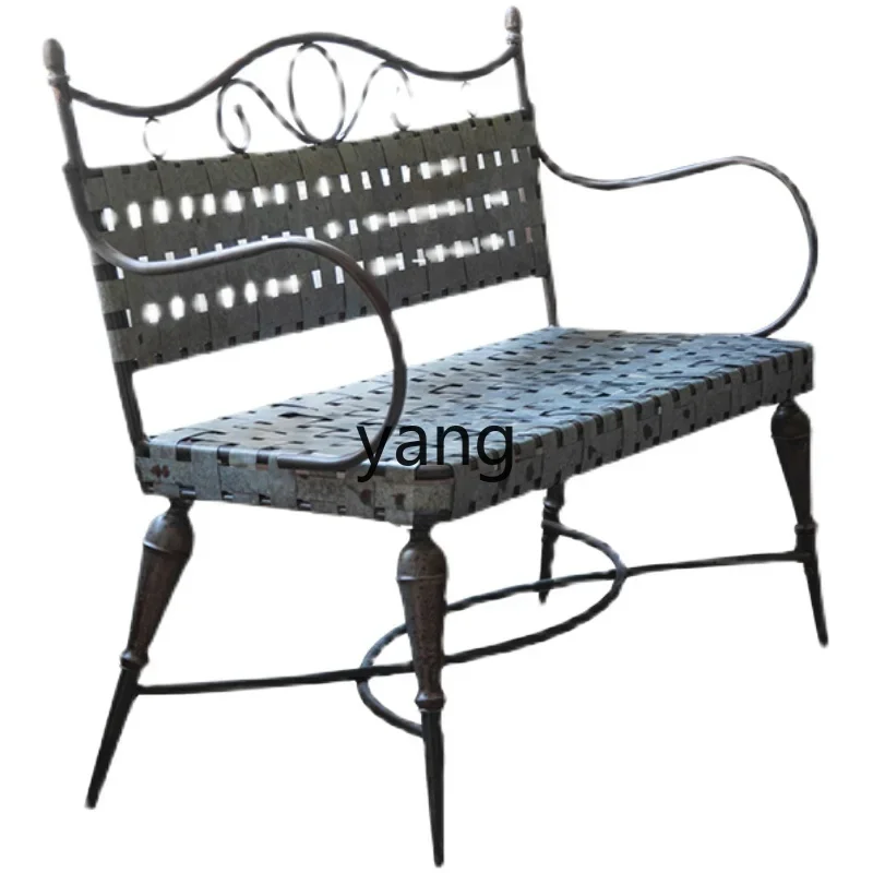 Lmm retro wind wrought iron chair hotel homestay multi-person chair old bench