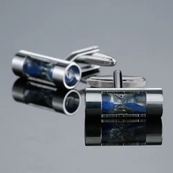 Classic men's French shirt cufflinks Blue Time Hourglass cuffs buttons wedding suits accessories jewelry gifts