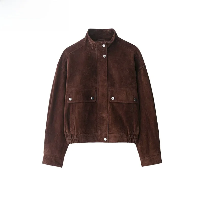 

ZBZR Autumn New Women's Pilot Jaet Coat ket Decorated Outerwear Sli Warm Polyester Fiber Universal Faionable
