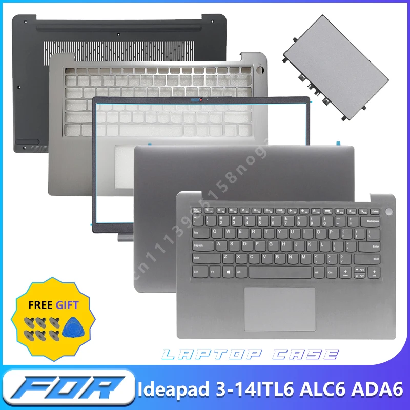 Laptop Shell For  Ideapad 3 14ITL6 14ALC6 14ADA6 14S 2021 LCD Back Cover Front Bezel Hinges Palmrest Lower Base Cover Keyboard