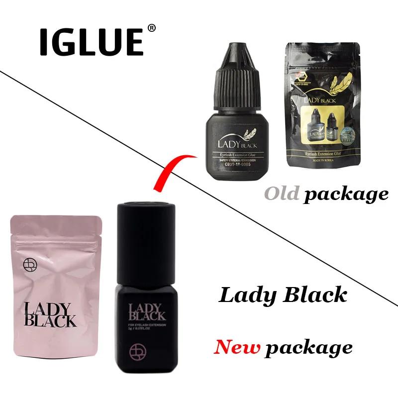 Lady Black New Package False Lash Glue Eyelash Extension Supplies 5g Black Fast Drying Adhesive Waterproof Original Korea Tool