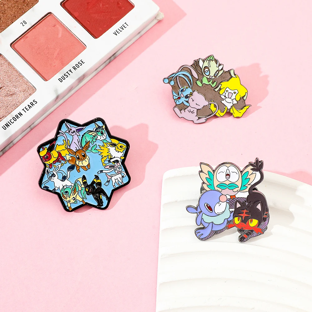 Eevee Evolutions Inspired Enamel Pins, Collectible Brooch Gift