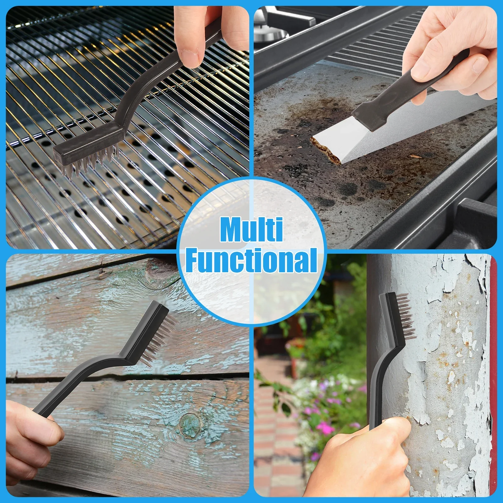 مجموعة فرش سلكية صغيرة مكونة من 60 قطعة، فرشاة احترافية من الفولاذ المقاوم للصدأ مع فتحة تعليق بمقبض مريح لإزالة الصدأ المعدني