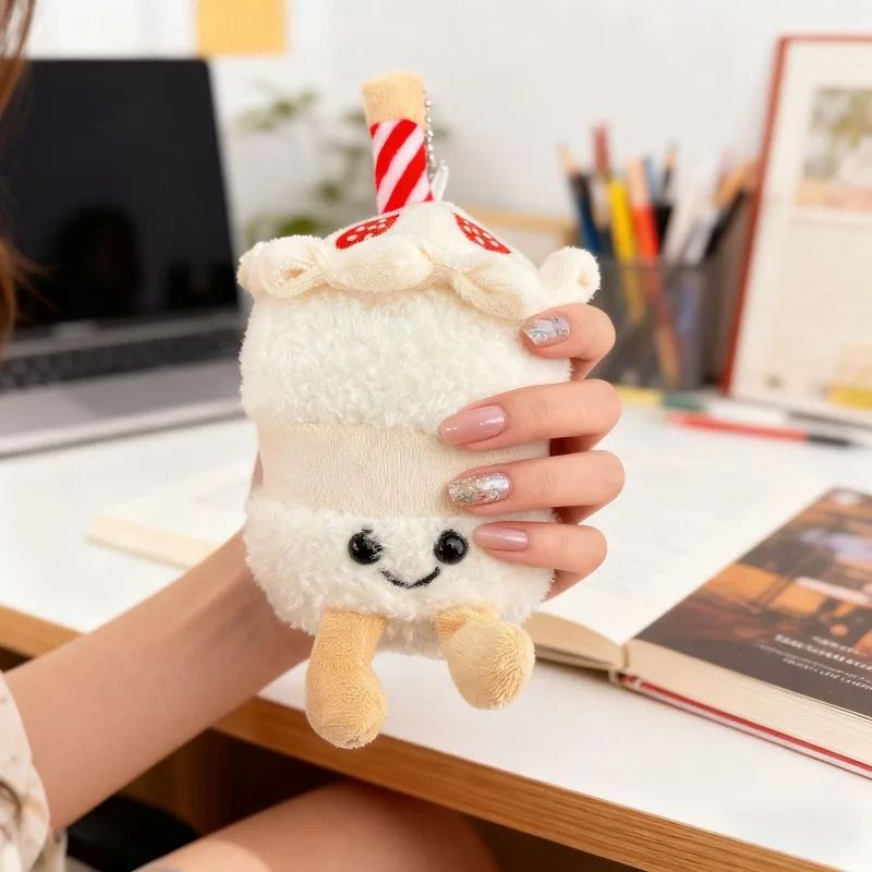 Uroczy pluszowy breloczek do kluczy w kształcie ciasta, z miękkiego, krótkiego pluszu z bawełny PP, zabawny prezent urodzinowy, zabawka-lalka.