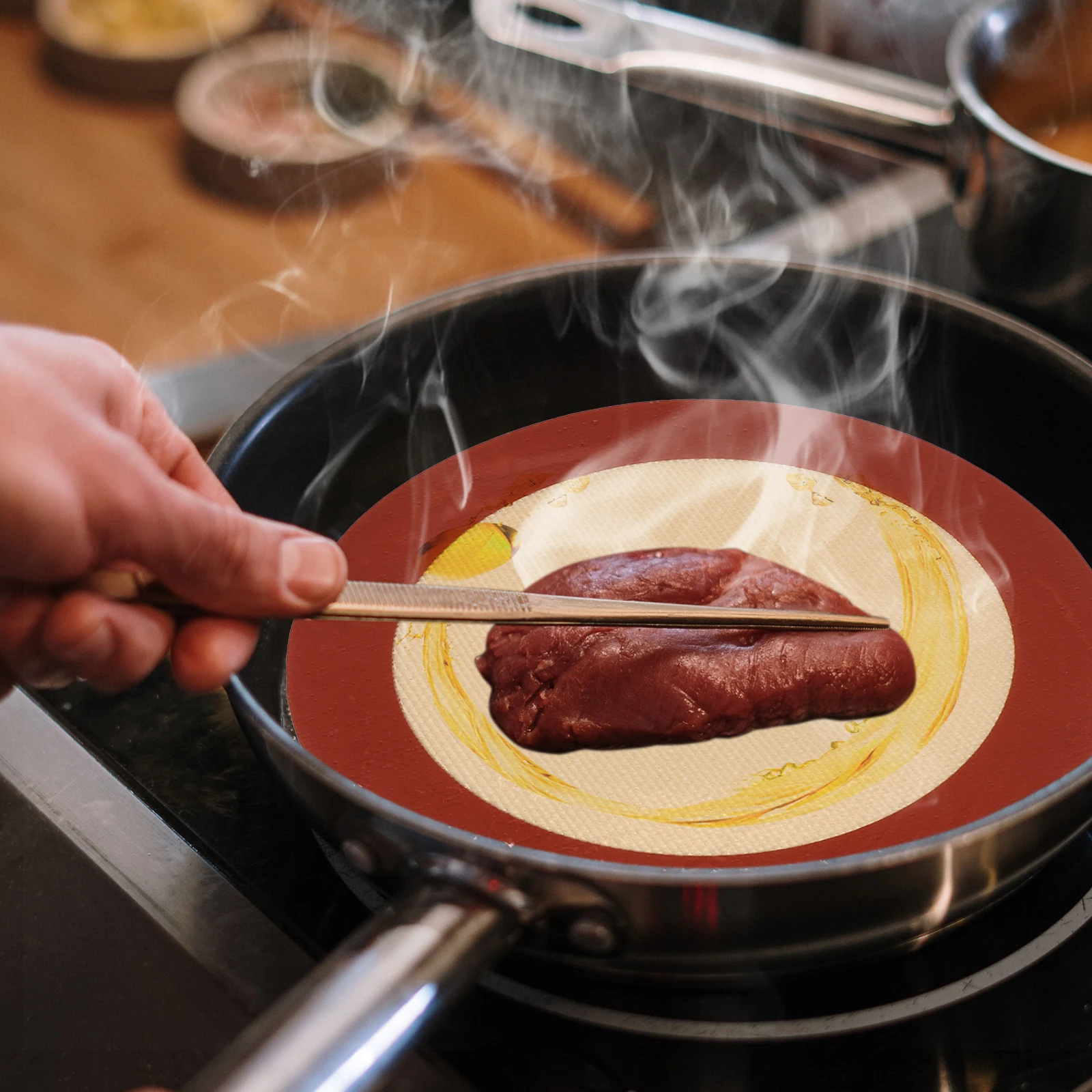 

3Pcs 8 Inch Non Stick Silicone Baking Sheets Air Fryer Liners Oven Mat Pot Holder Trivets For Kitchen Accessories