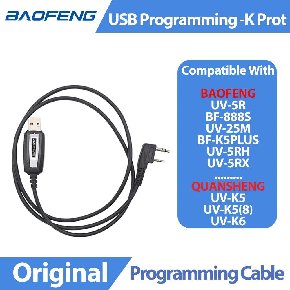 Baofeng USB Programming Cable For Two Way Radio UV-5R BF-888S UV-5RH K5PLUS UV-82 UV16 UV-25 Walkie Talkie USB Program Cable